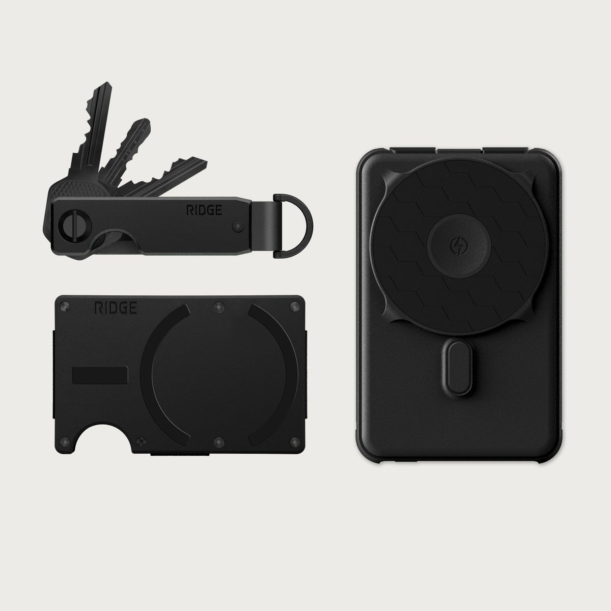 Ridge Wallet for MagSafe + Power Bank + KeyCase - Matte Black